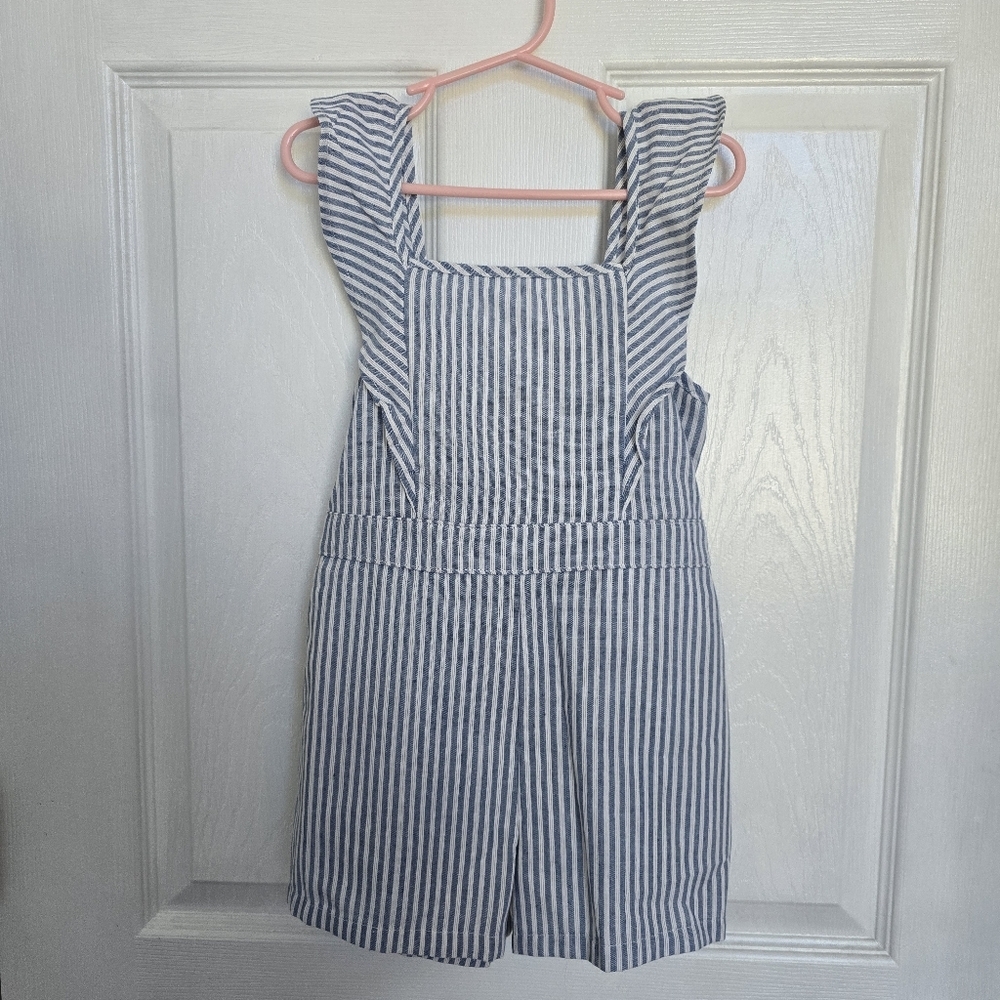 Pink Lily | Girls Blue Seersucker Romper | Small (size 5/6) - Picture 2 of 5